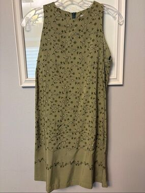 Zara Olive Green Floral shift dress size 2